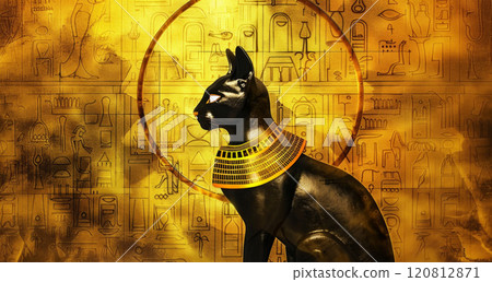 Black cat with mystic background 120812871