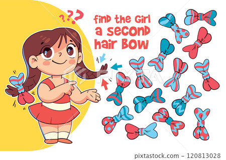 Find two same items. Find the girl a second hair bow. Find other pair 120813028