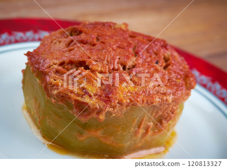 zucchini stuffed with beef and rice zucchini stuffed with beef and rice 120813327