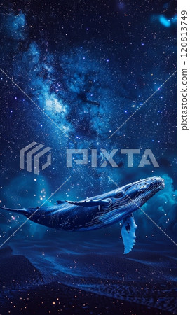 big glowing whale swimming in the night sky in Milky Way big glowing whale swimming in the night sky in Milky Way 120813749
