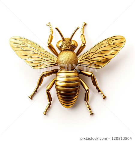 golden bee isolated on white background. 120813804