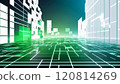 Futuristic green digital grid cityscape - sci-fi technology background Futuristic green digital grid cityscape - sci-fi technology background 120814269