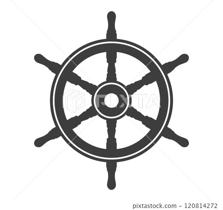 Ship rudder icon symbol shape. Ship helm logo sign. vessel Steering wheel silhouette. Vector illustration image. Isolated on white background. 120814272