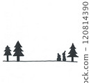 Snowman and forest illustration 120814390