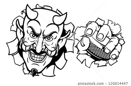 Devil Satan Ice Hockey Sports Mascot Cartoon 120814447
