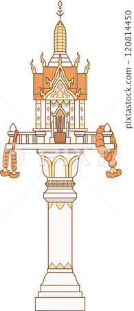 Illustration of Phra Phum Shrine or shrine of the household god in Thailand. Illustration of Phra Phum Shrine or shrine of the household god in Thailand. 120814450