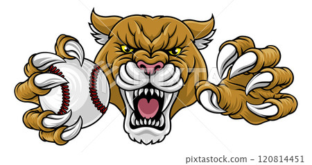 Cougar Panther Mountain Lion Puma Baseball Mascot Cougar Panther Mountain Lion Puma Baseball Mascot 120814451