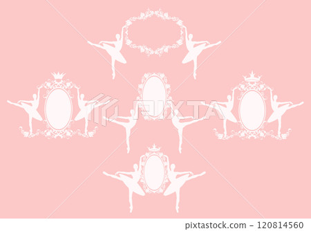 two elegant ballerina girls with rose flowers frame vector silhouette design set 120814560