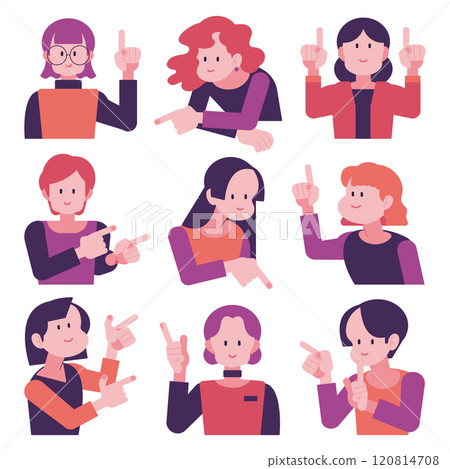 Illustration of people pointing in various directions Illustration of people pointing in various directions 120814708