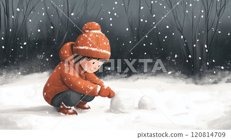 Illustration of children playing in the snow Illustration of children playing in the snow 120814709