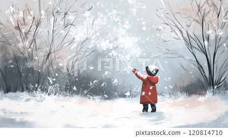 Illustration of children playing in the snow Illustration of children playing in the snow 120814710