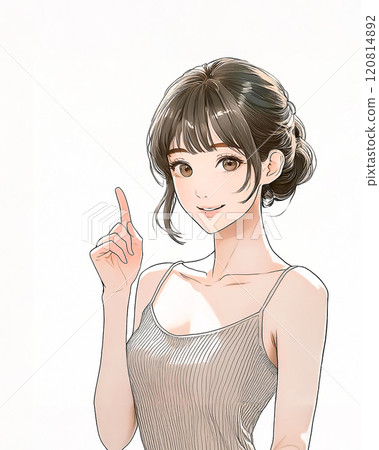 年輕女性美女形像素材推薦指點姿勢 120814892