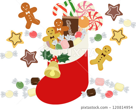 Christmas boots with candy popping out Christmas boots with candy popping out 120814954