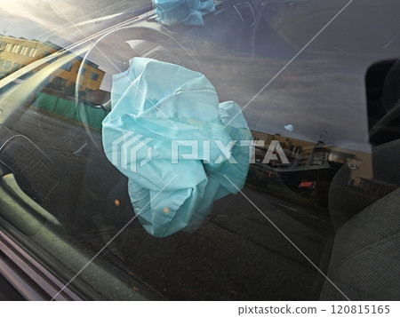 Both airbags exploded at car accident. Car crash and open airbags Both airbags exploded at car accident. Car crash and open airbags 120815165