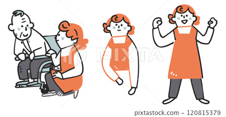 Stock illustration material of a woman working enthusiastically in the nursing profession Stock illustration material of a woman working enthusiastically in the nursing profession 120815379