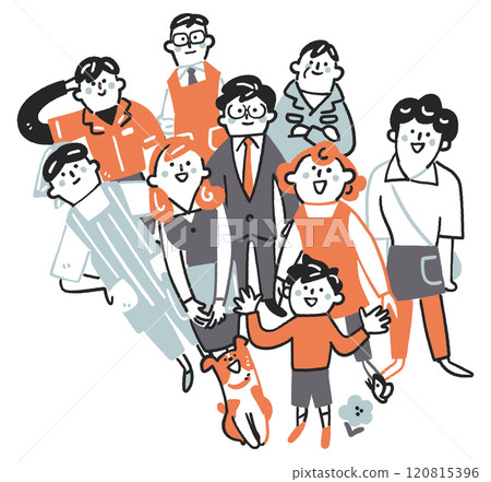 Stock illustration material of a set of non-regular workers who support society and people who support each other Stock illustration material of a set of non-regular workers who support society and people who support each other 120815396