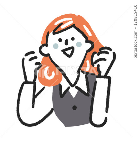 女上班族拿著拳頭幫浦庫存插畫素材 120815410