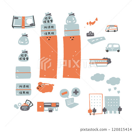 Icon collection related to annual income wall Set of stock illustrations 120815414