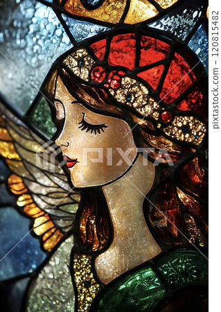Beautiful stained glass angel sculpture AI image Beautiful stained glass angel sculpture AI image 120815482