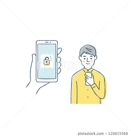 Security measures: A man unlocking his smartphone 120815568