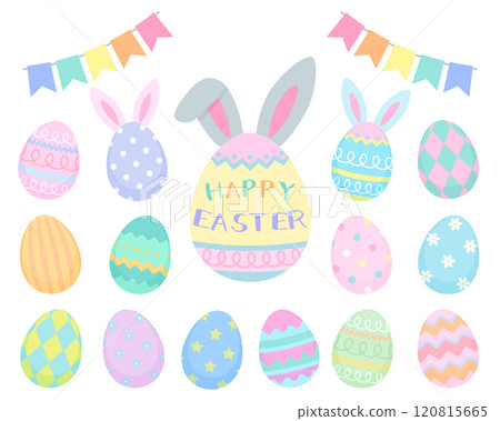 多彩的復活節彩蛋插圖集 120815665