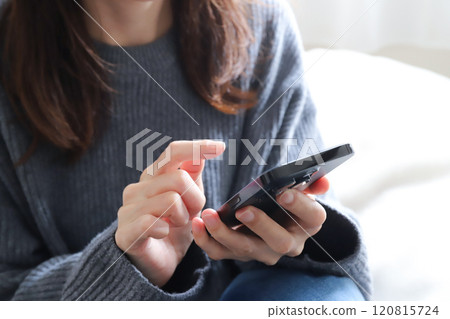 使用智能手機的女性之手 120815724