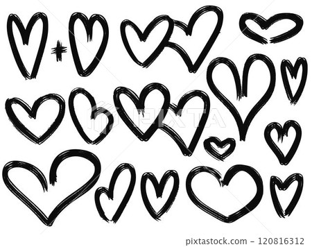 Hearts set of urban graffiti spray ink in grunge style 120816312
