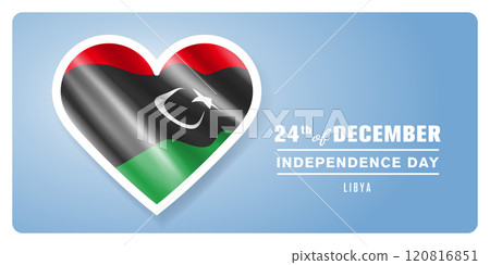 Libya happy independence day greeting card, banner vector illustration 120816851