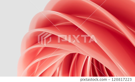 Abstract 3D background with red wavy lines in a minimalist style, smooth texture, modern design for banners, presentations, backgrounds, and advertising. Geometric shapes on a light background. Abstract 3D background with red wavy lines in a minimalist style, smooth texture, modern design for banners, presentations, backgrounds, and advertising. Geometric shapes on a light background. 120817223