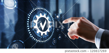 Businessman clicks Standards Quality assurance and control concept 120817269