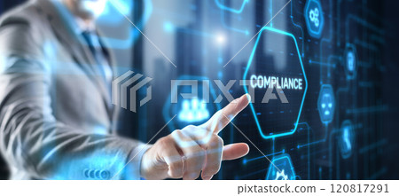 Businessman clicks Compliance Rules Law Business Technology concept 120817291