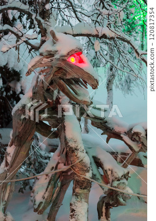 Magic forest at winter, Mysterious Forest in Murmansk region, Kirovsk, fantastic creation 120817354