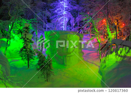 Magic forest at winter, Mysterious Forest in Murmansk region, Kirovsk, fantastic creation Magic forest at winter, Mysterious Forest in Murmansk region, Kirovsk, fantastic creation 120817360