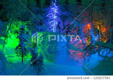 Magic forest at winter, Mysterious Forest in Murmansk region, Kirovsk, fantastic creation 120817361