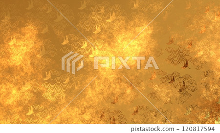 Golden Japanese pattern background 120817594