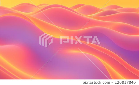 Smooth glowing holographic waves curve neon wafes backdrop. High quality 3d illustration 120817840