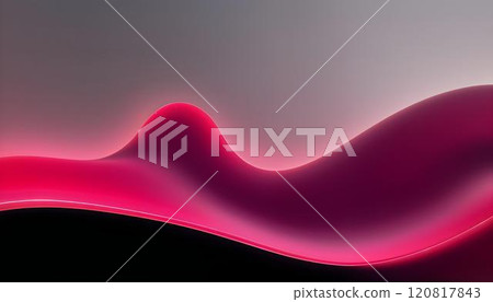 Smooth glowing holographic waves curve neon wafes backdrop. High quality 3d illustration 120817843