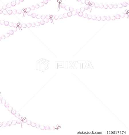 Christmas garlands frame border. Hand drawn watercolor illustration of string of beads isolated on white background. Can be used for postcard, invitation, scrapbook and other printed products. 120817874