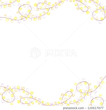 Christmas garlands frame border. Hand drawn watercolor illustration of string of lights isolated on white background. Can be used for postcard, invitation, scrapbook and other printed products. Christmas garlands frame border. Hand drawn watercolor illustration of string of lights isolated on white background. Can be used for postcard, invitation, scrapbook and other printed products. 120817877