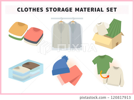Illustration set of clothes change, clothing storage, etc. 120817913