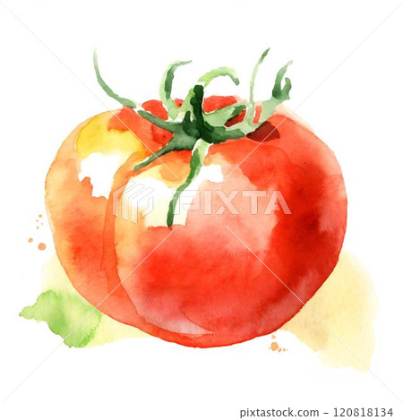 Simple watercolor painting of tomatoes on a white background 120818134