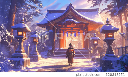 雪景中異常美麗的神社 雪景中異常美麗的神社 120818251