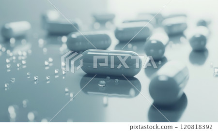 Antidepressants Concept Pills on the Neutral Background 120818392