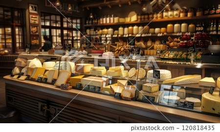 Cheese Display In A Gourmet Shop 120818435