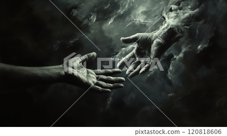 Hands Reaching Out Of A Dark Void 120818606