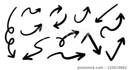 向量筆手繪箭頭設定黑白 向量筆手繪箭頭設定黑白 120818662
