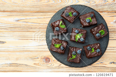 Homemade chocolate brownie photography . Top view Homemade chocolate brownie photography . Top view 120819471