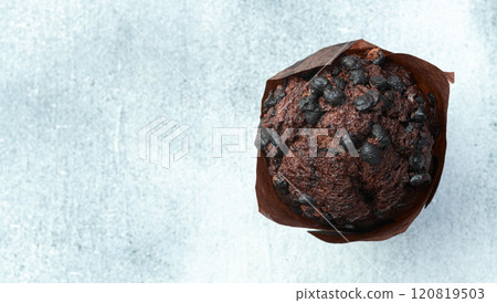 Sweet Baked chocolate muffins ( cupcake ) . Top view Sweet Baked chocolate muffins ( cupcake ) . Top view 120819503