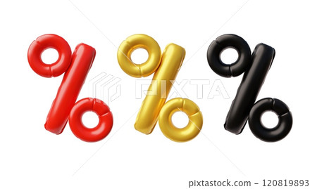 Set of 3 large inflatable percent icons. Set of 3 large inflatable percent icons. 120819893
