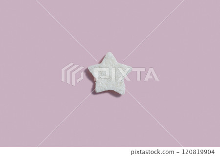 Star shaped body scrub on pink background. Night time gentle body care concept Star shaped body scrub on pink background. Night time gentle body care concept 120819904